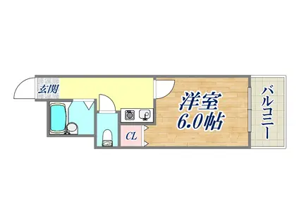 ヴィヴァント青木(1K/3階)の間取り写真