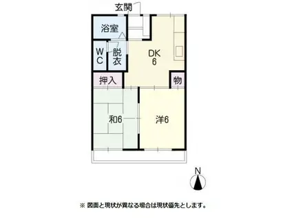 ハラマキハイツB棟(2DK/1階)の間取り写真