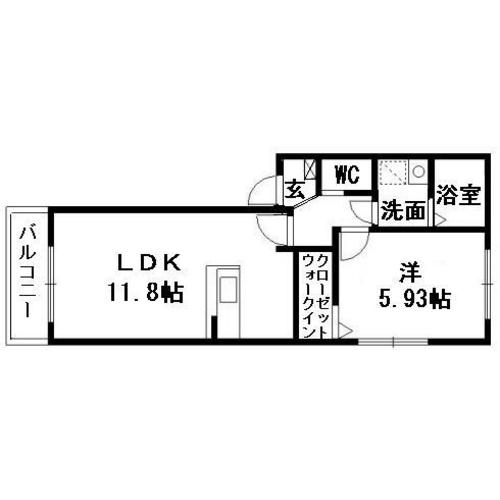 アベニュー上島(1LDK/2階)の間取り写真