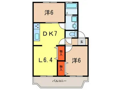 ヴィラ芦屋A棟(2LDK/1階)の間取り写真