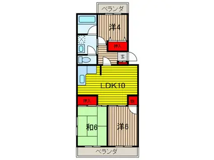 富士見ハイツ(3LDK/2階)の間取り写真