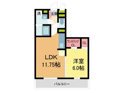 ボヌビー宝塚(1LDK/2階)の間取り写真
