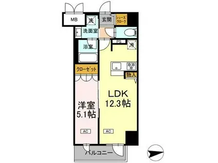 IS二十人町(1LDK/2階)の間取り写真