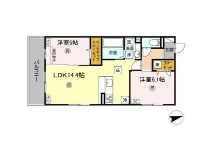 D-ROOM西区上代1丁目(2LDK/1階)の間取り写真