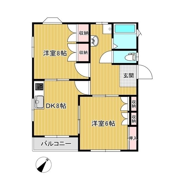 パレスヒーロー(2DK/2階)の間取り写真