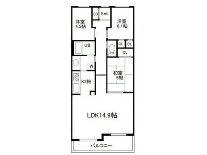 ハイラーク戸田公園(3LDK/7階)の間取り写真