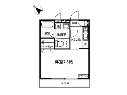 ティ・エスハイム参番館(1K/1階)の間取り写真