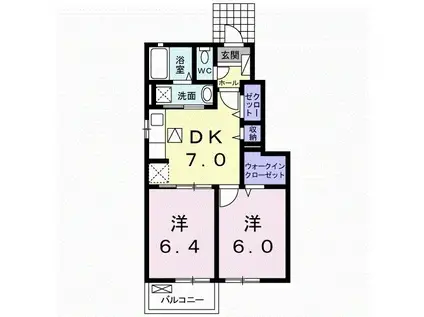 アウローラ K(2DK/1階)の間取り写真