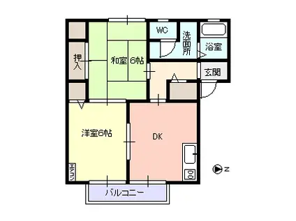 メイプルヒルズB(2DK/1階)の間取り写真