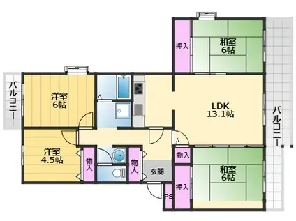 いぶき野3丁目7号棟(4LDK/4階)の間取り写真