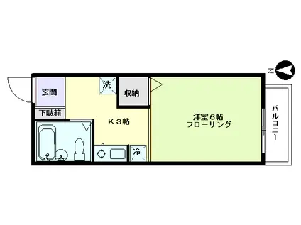 ブランチ矢来(1K/1階)の間取り写真