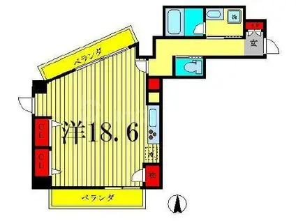カミュー松戸北小金(ワンルーム/7階)の間取り写真