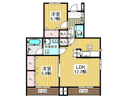 APTセレーナ(2LDK/1階)の間取り写真