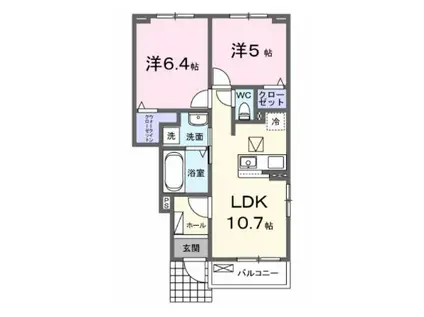 グレイスフルT(2LDK/1階)の間取り写真