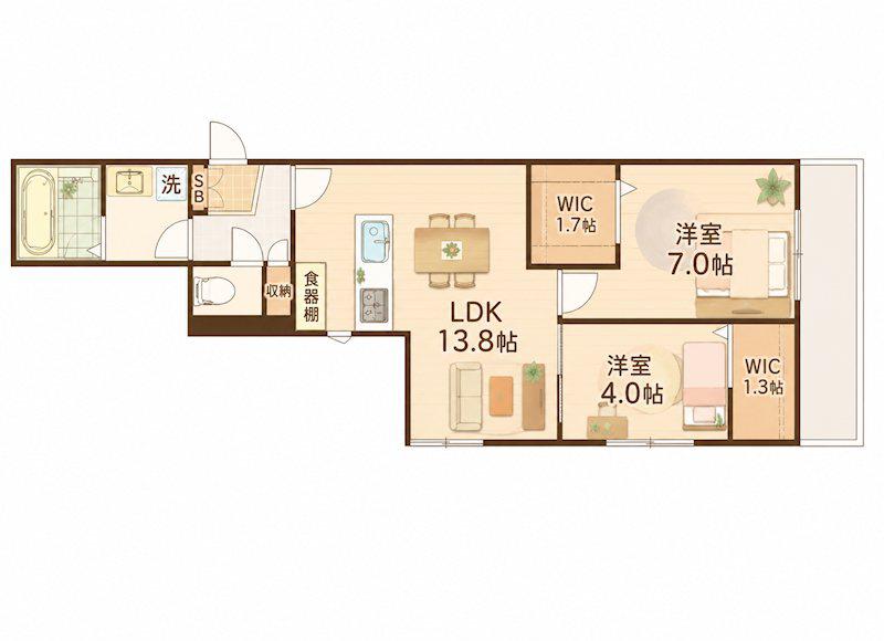 アダージォ阿佐谷(2LDK/2階)の間取り写真