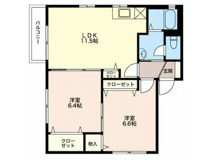レーベン砂山 101(2LDK/1階)の間取り写真
