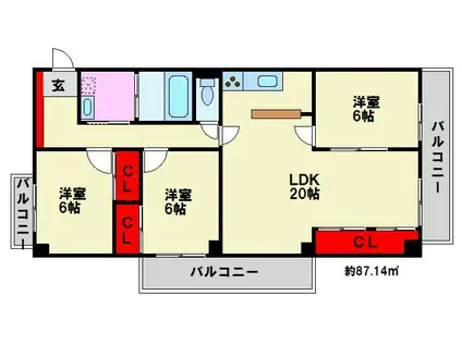 イトーピア高宮マンション(3LDK/3階)の間取り写真
