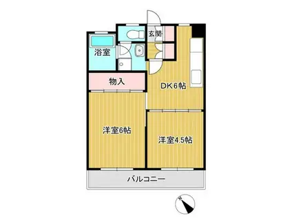 七福マンション滑石(2DK/7階)の間取り写真
