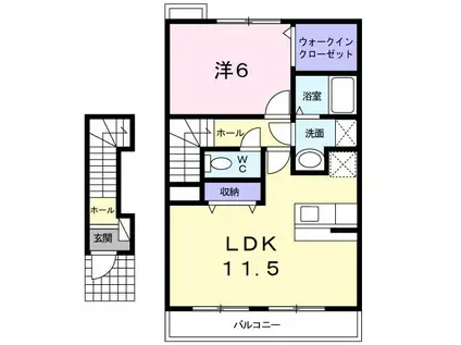 ラフィーネS(1LDK/2階)の間取り写真