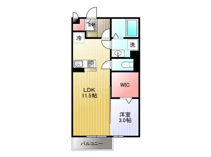 エスグランディール(1LDK/2階)の間取り写真