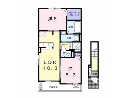 ラフィーネI(2LDK/2階)の間取り写真
