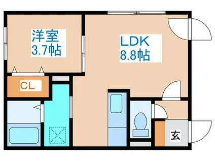 FERIEN(1LDK/4階)の間取り写真
