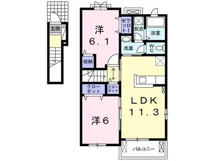 レイワタウン(2LDK/2階)の間取り写真