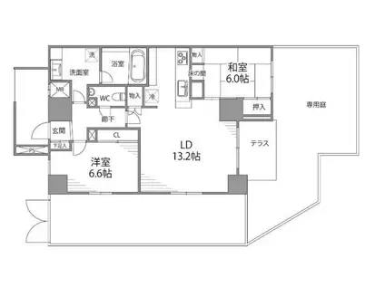 GALICIA GRANDE 江戸川橋(2LDK/1階)の間取り写真