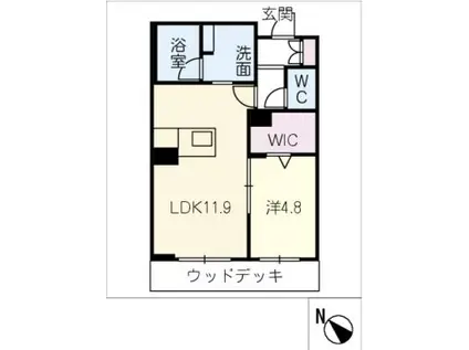 ツヴェルフII(1LDK/1階)の間取り写真