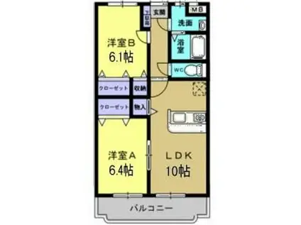 Y.M ソレイユII(2LDK/1階)の間取り写真