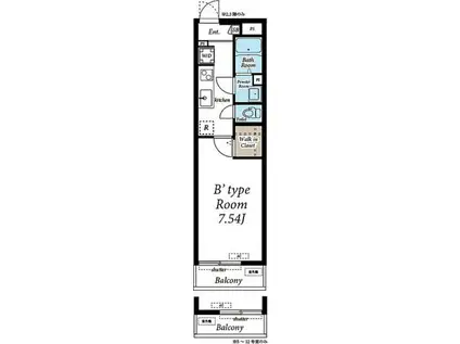 グレイス西所沢II(1K/1階)の間取り写真
