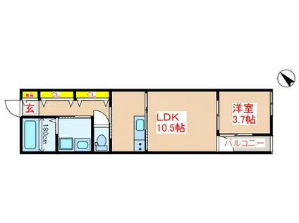 インシュレーション・M(1LDK/2階)の間取り写真