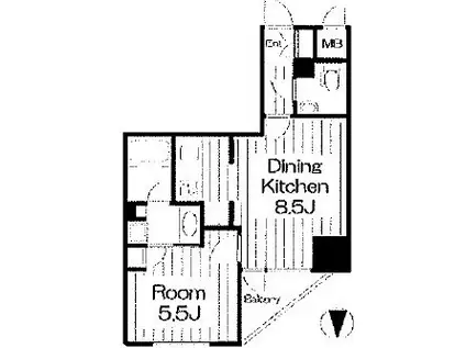 アクティヴュー新宿(1DK/2階)の間取り写真