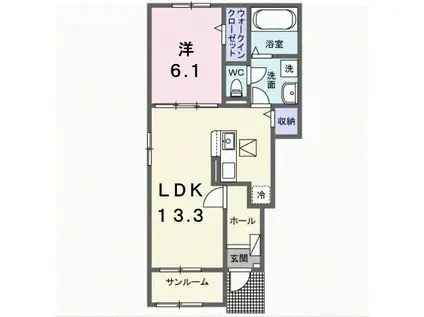 サニーフラットII(1LDK/1階)の間取り写真