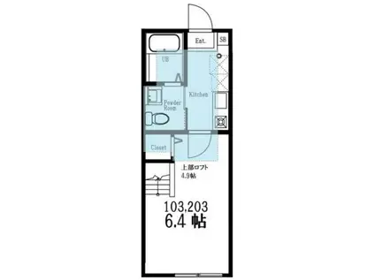 ハーミットクラブハウス横浜ルナ(1K/2階)の間取り写真