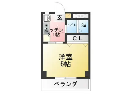 シャルマンYM(1K/2階)の間取り写真