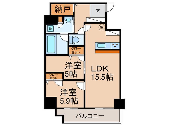 PADMA烏丸御池(2LDK/6階)の間取り写真