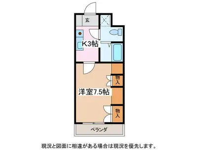 クオリティー白眉(1K/2階)の間取り写真