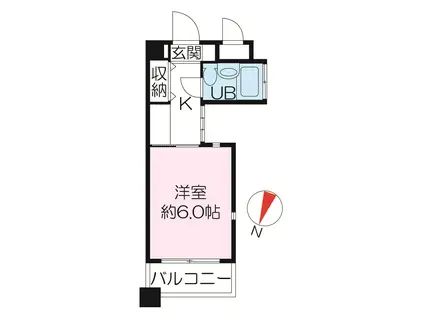 ラ・セーヌ六甲(1K/2階)の間取り写真