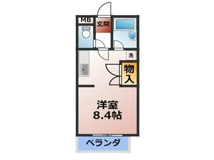 シャトー島間(1K/3階)の間取り写真