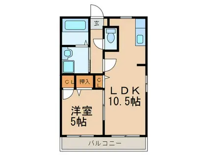 ラ・プランタン(1LDK/2階)の間取り写真