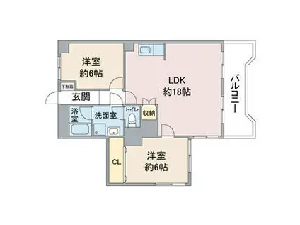 エレヴァールカズミ(2LDK/7階)の間取り写真