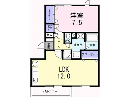メゾンエレガントI(1LDK/3階)の間取り写真