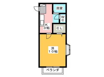 カーサ アクトレスB(1K/2階)の間取り写真