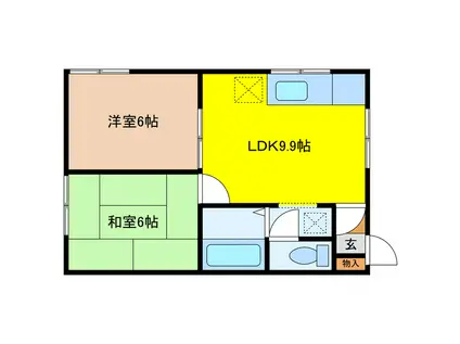 第一ドリームハイツ(2LDK/2階)の間取り写真