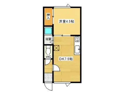 リバーハイツ(1DK/2階)の間取り写真