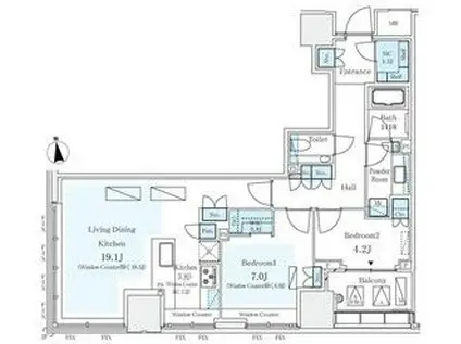 パークコート ザ・三番町ハウス(2LDK/11階)の間取り写真