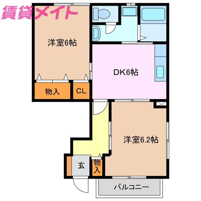 ルーミナス(2DK/1階)の間取り写真