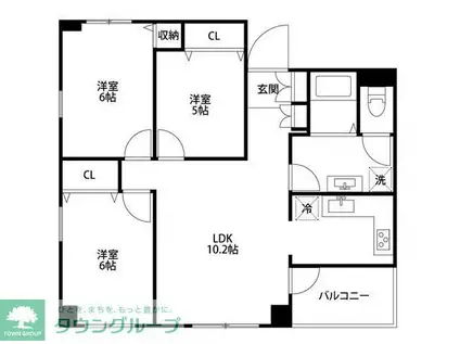 白樺フラッツ(3LDK/4階)の間取り写真
