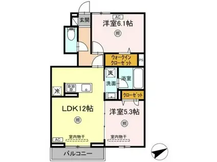 グランシュシュ(2LDK/1階)の間取り写真